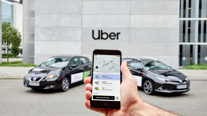 Uber-App mit UberX und UberGreen Partner-Mietwagen
